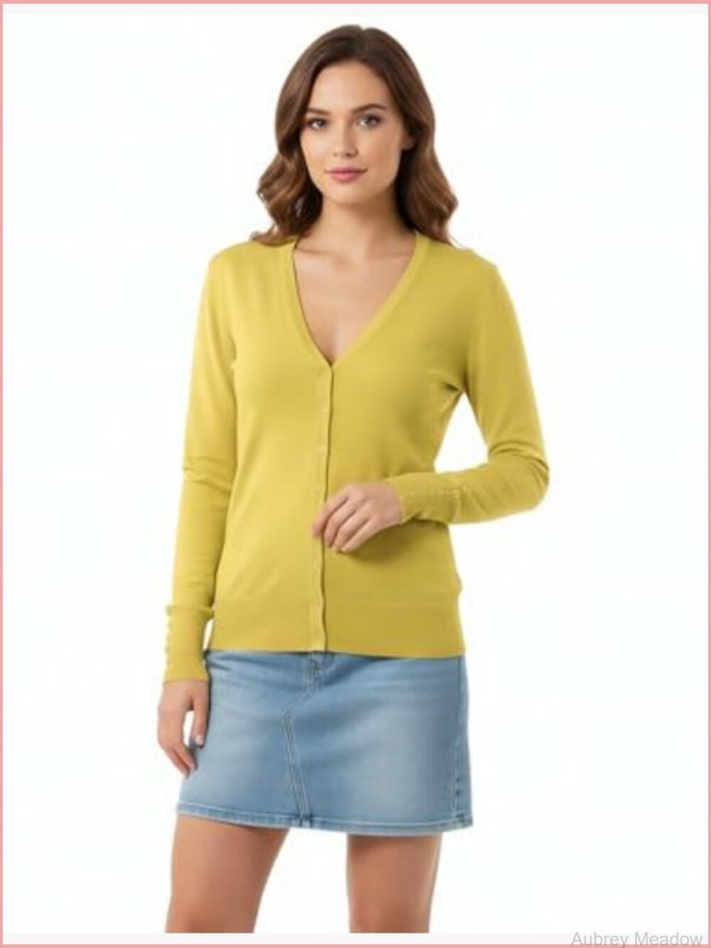 Lightweight V-Neck Cardigan Sweater Long Sleeve Soft Knit - Picture 2 of 7